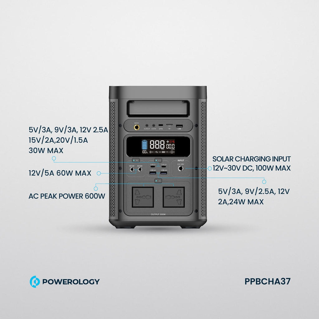 Powerology 300W Portable Generator Integrated Hi-Fi Sound System - Black