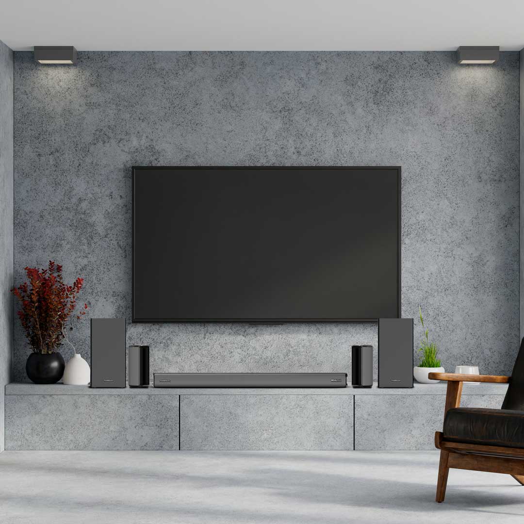 Powerology 5.2.4CH Dual Woofer Wireless Home Theater - Black