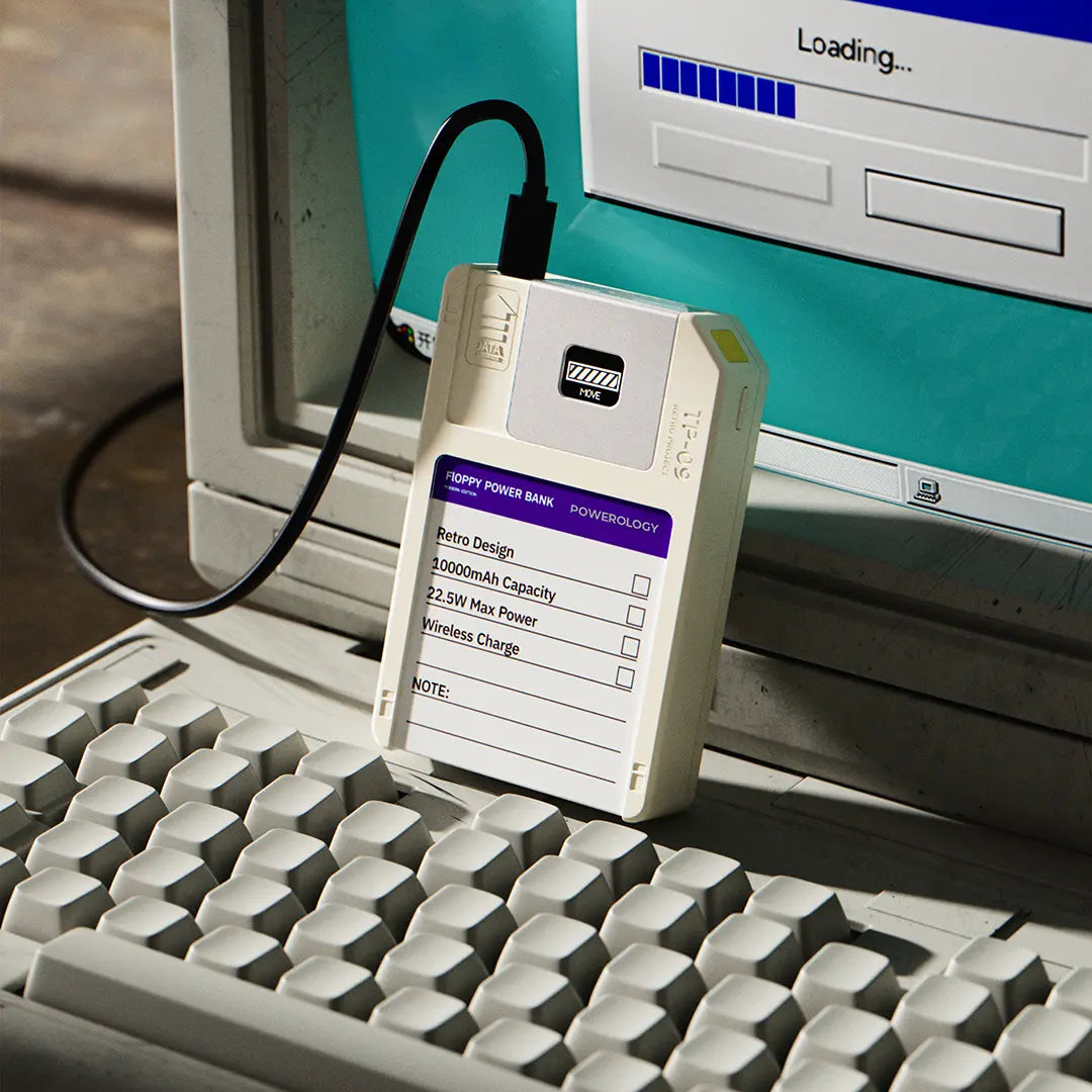 Powerology Floppydisk Retro 10000mAh MagSafe Power bank - White