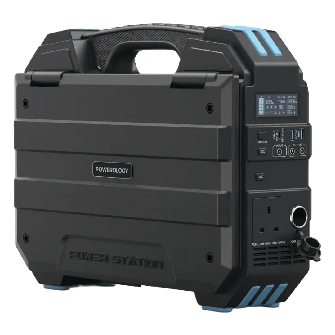 Powerology Helio 1600W Portable Solar Power Generator - Black