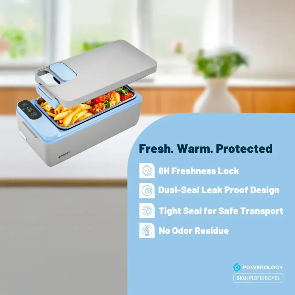 Powerology Lumo Portable Heated Lunch Box - Gray Blue