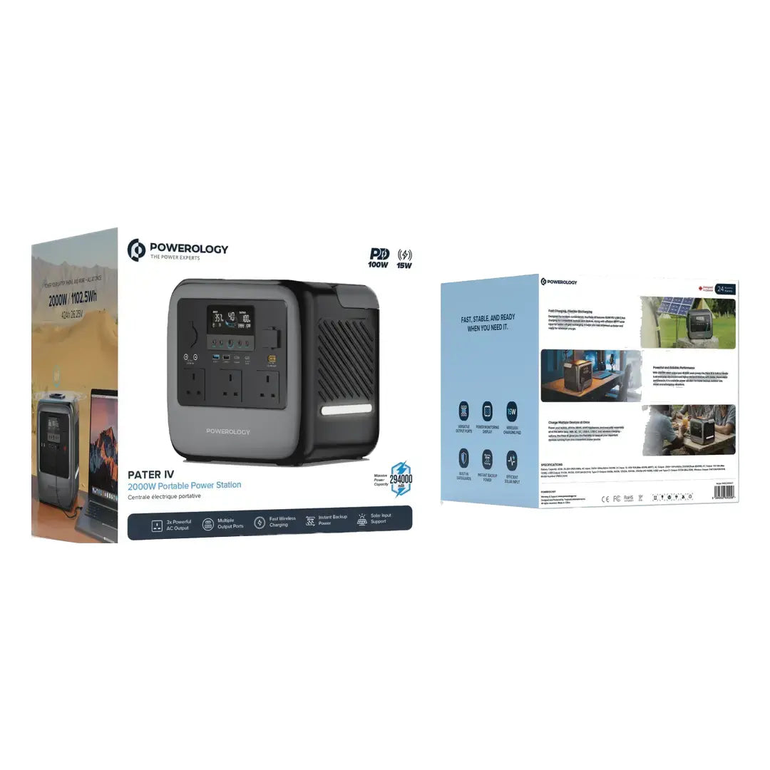 Powerology Pater IV 2000W Portable Power Station - Grey