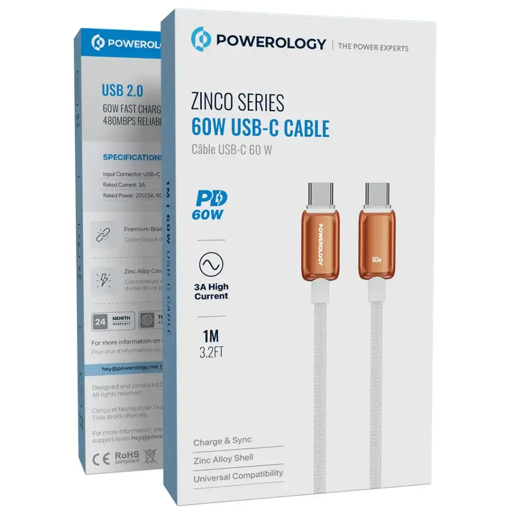 Powerology Zinco Series 60W USB-C Cable