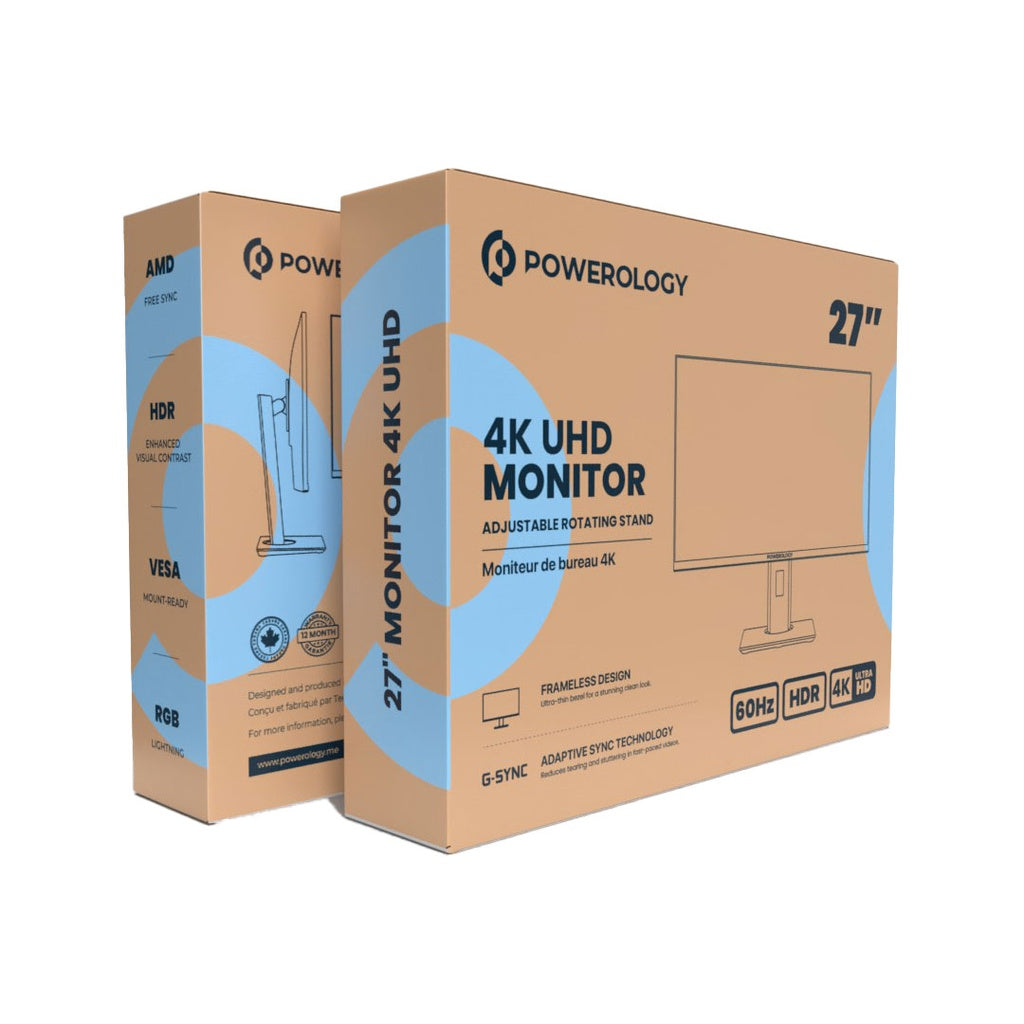 Powerology 27" 4K Office Monitor with RGB Light - Black