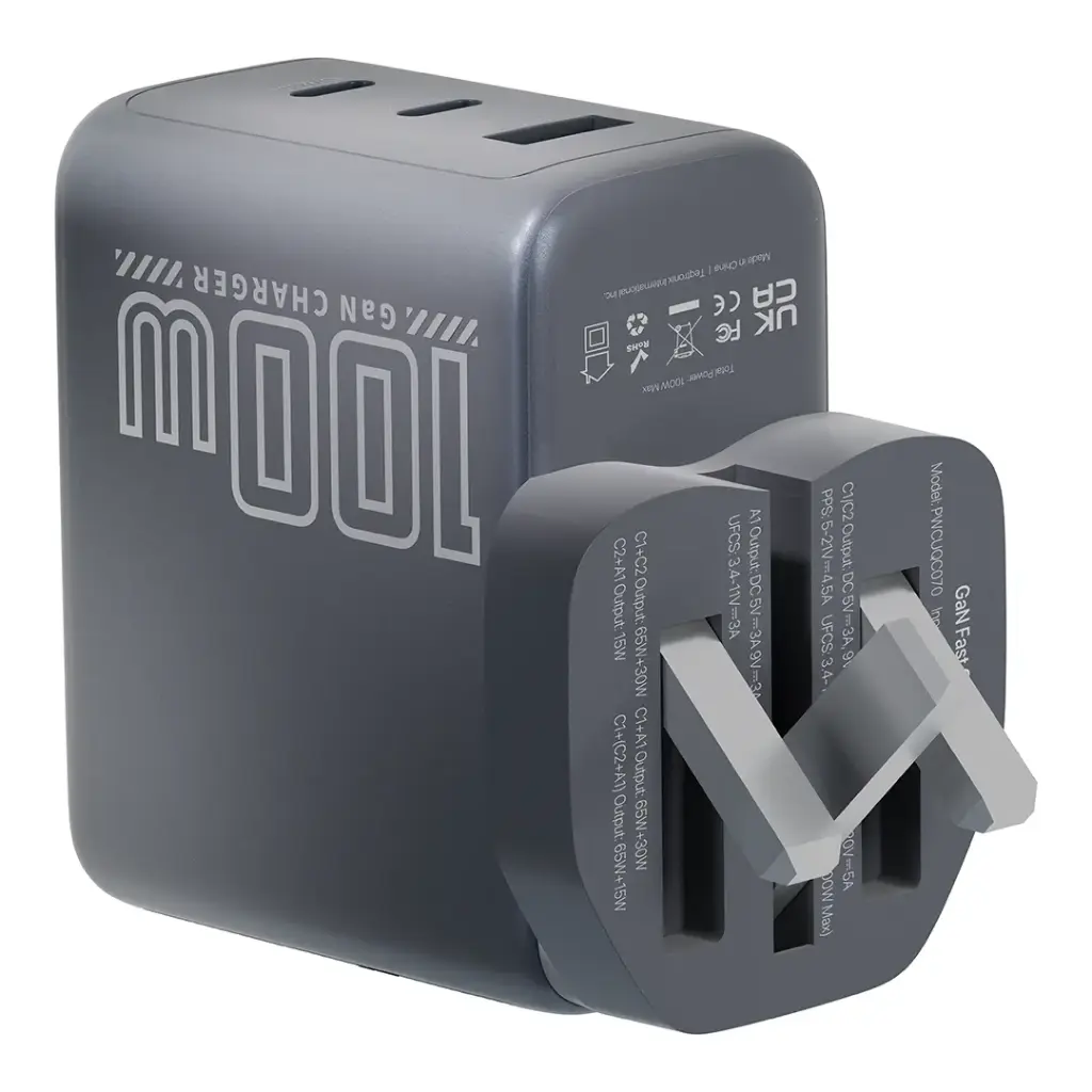 Powerology Voltflow 100W AVS GaN Wall Charger – Gray