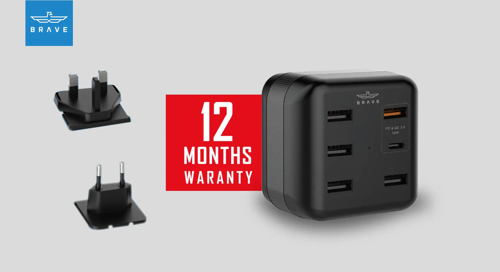 Brave 6 ports Smart Power Adapter PD+QC 3.0 - Phonology