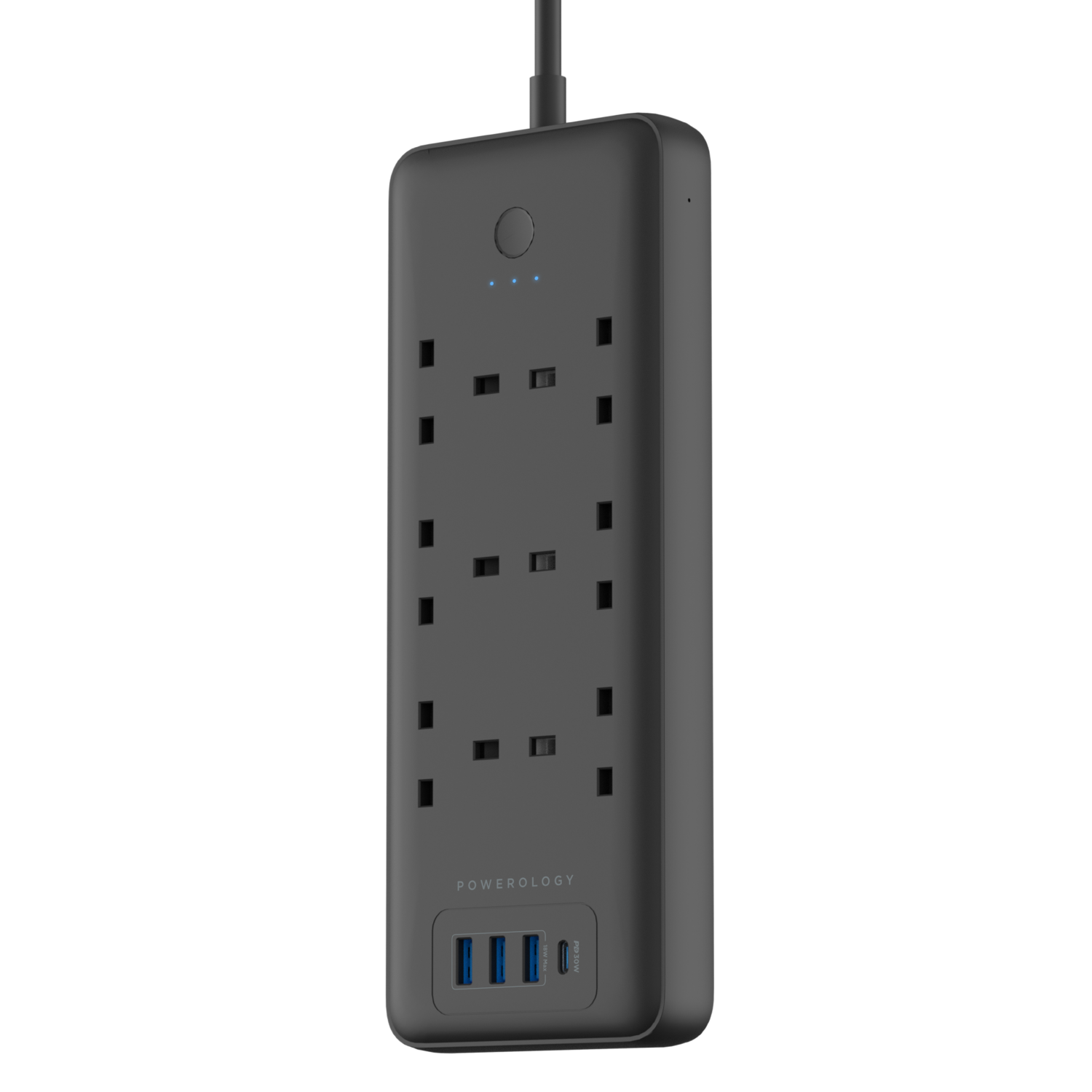Powerology Multiport Power Extension 3M- Black - Phonology