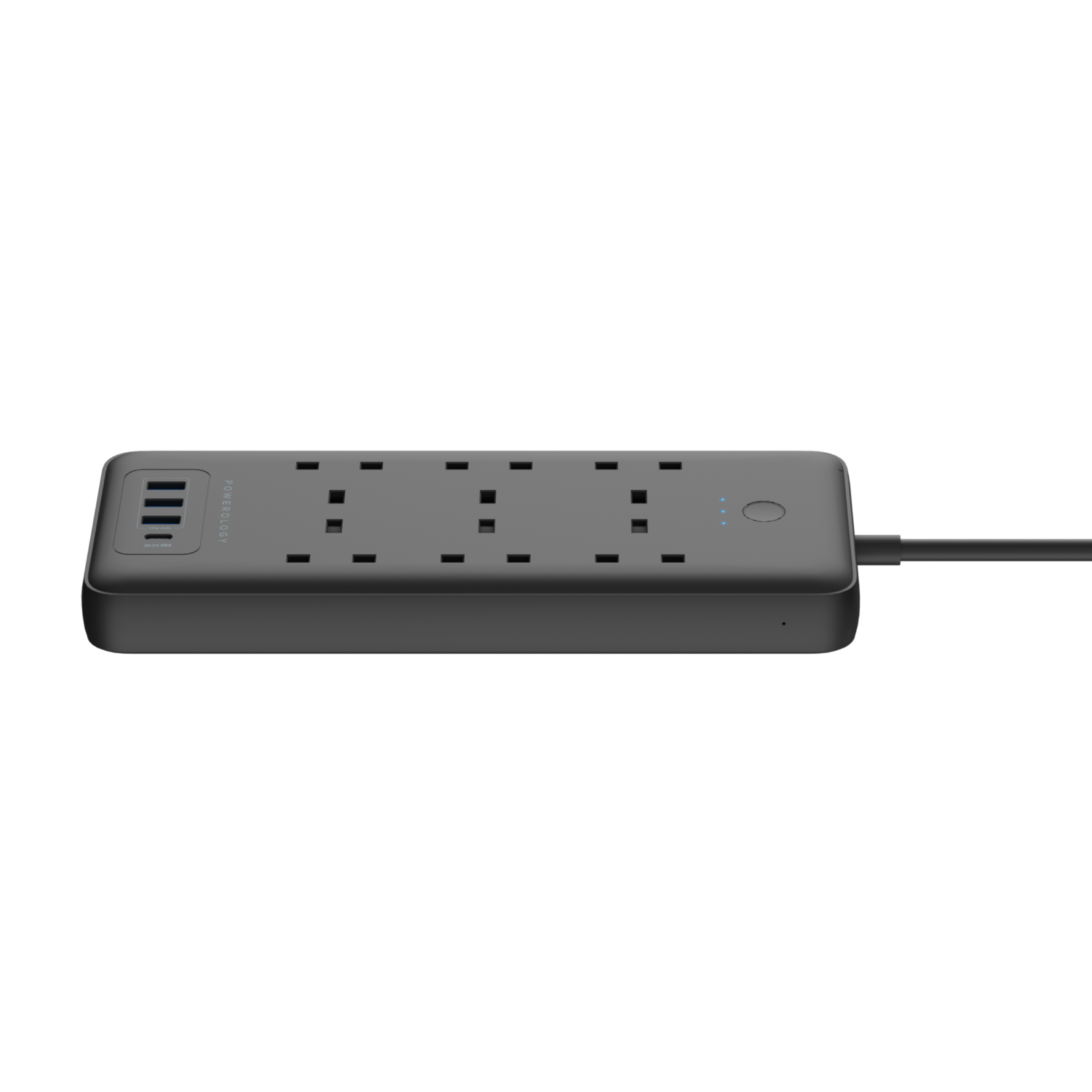 Powerology Multiport Power Extension 3M- Black - Phonology