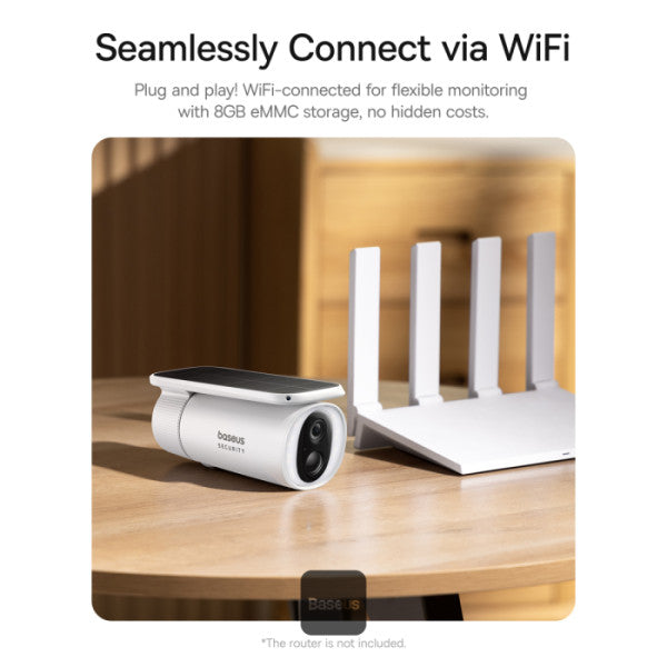 Baseus Solar Security Camera Outdoor, S1 Wireless Solocam, Forever Power with Auto Sunlight-Tracking System, 2K Clarity, 145° FOV, Built-in 8GB Local Storage and Color Night Vision, No Monthly Fee