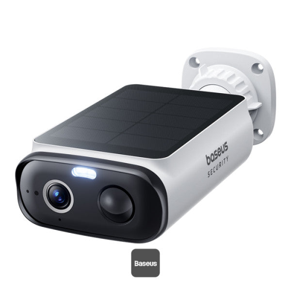 Baseus Security S1 Lite Outdoor Camera 2K – Solar, Night Vision, AI Motion, IP67, No Monthly Fee - White