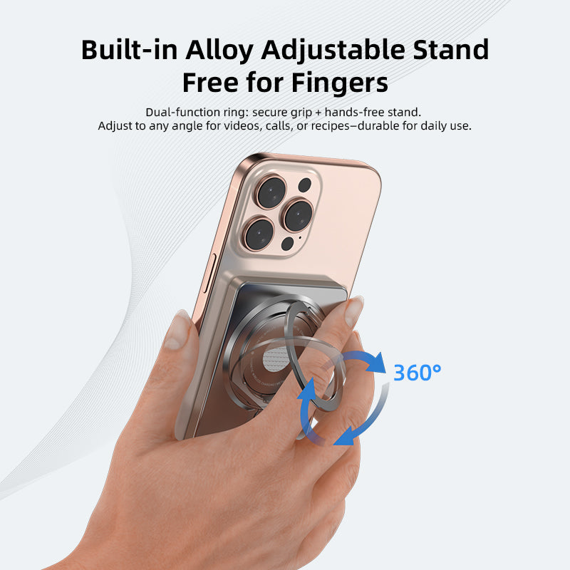 Vyvylabs Super Mini Metal Magnetic Wireless Charger Power Bank 5000mAh 20W With Stand