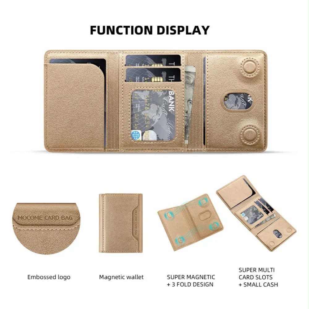 MOCOME Card Holder – function display showing card slots and 3-fold design