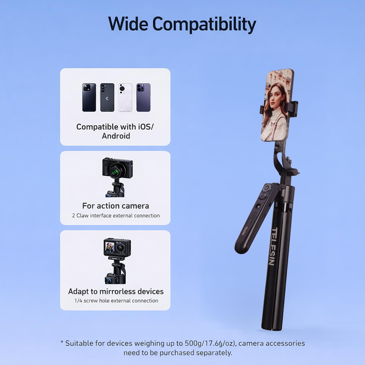 TELESIN P3-MS-03 Intelligent Auto Tracking Tripod (1.8M)