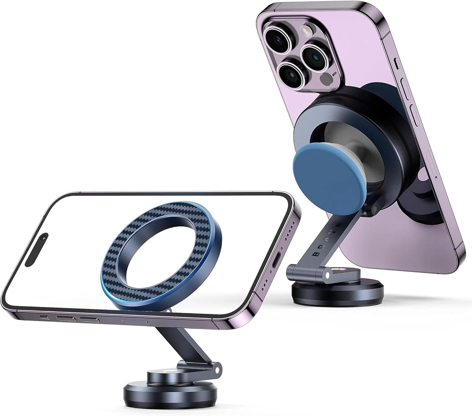 Brave BHL-54 MagSafe Car Phone Holder | 360° Rotating | N52 Magnet | Carbon Fiber Aluminum | Black