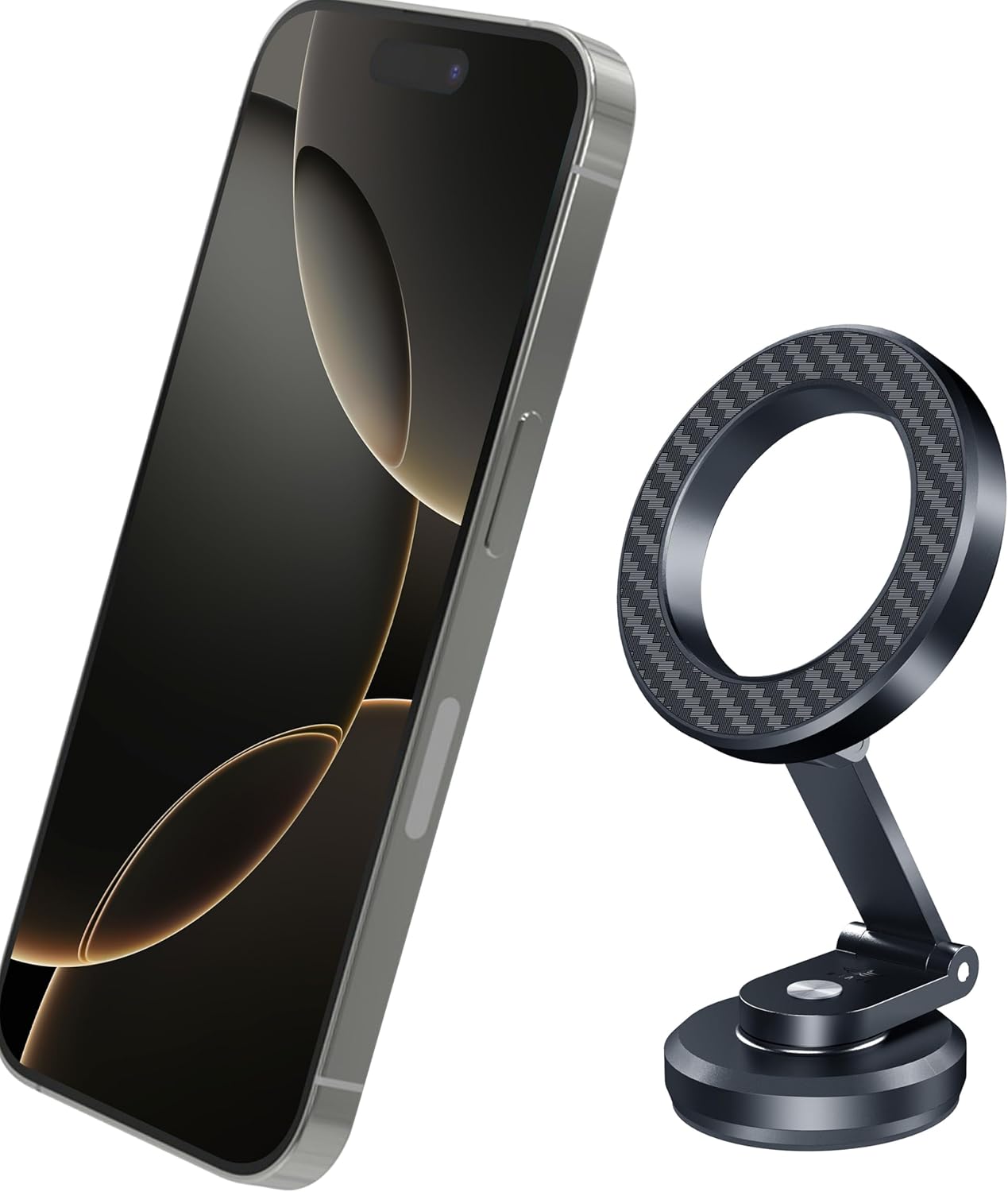 Brave BHL-54 MagSafe Car Phone Holder | 360° Rotating | N52 Magnet | Carbon Fiber Aluminum | Black