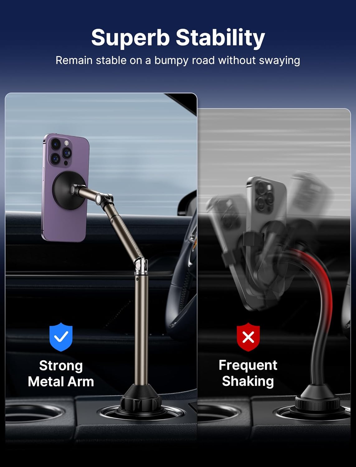 JSAUX Magnetic Cup Phone Holder Matte Black