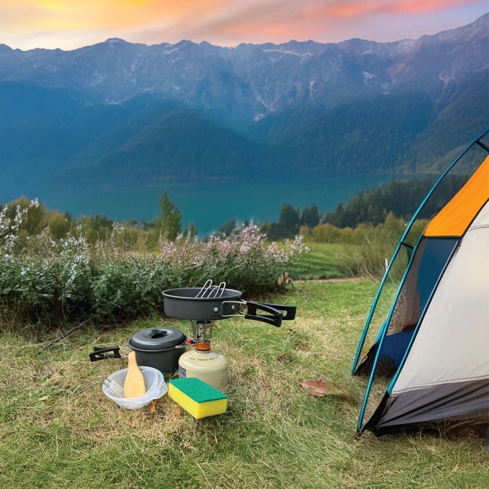 Green Lion 10 IN 1 Camping Cookware - Black