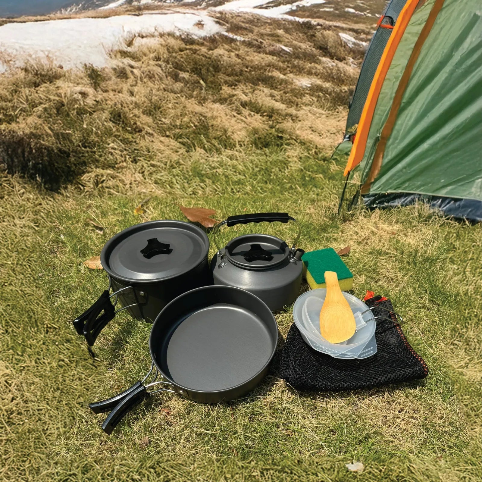 Green Lion 10 IN 1 Camping Cookware - Black