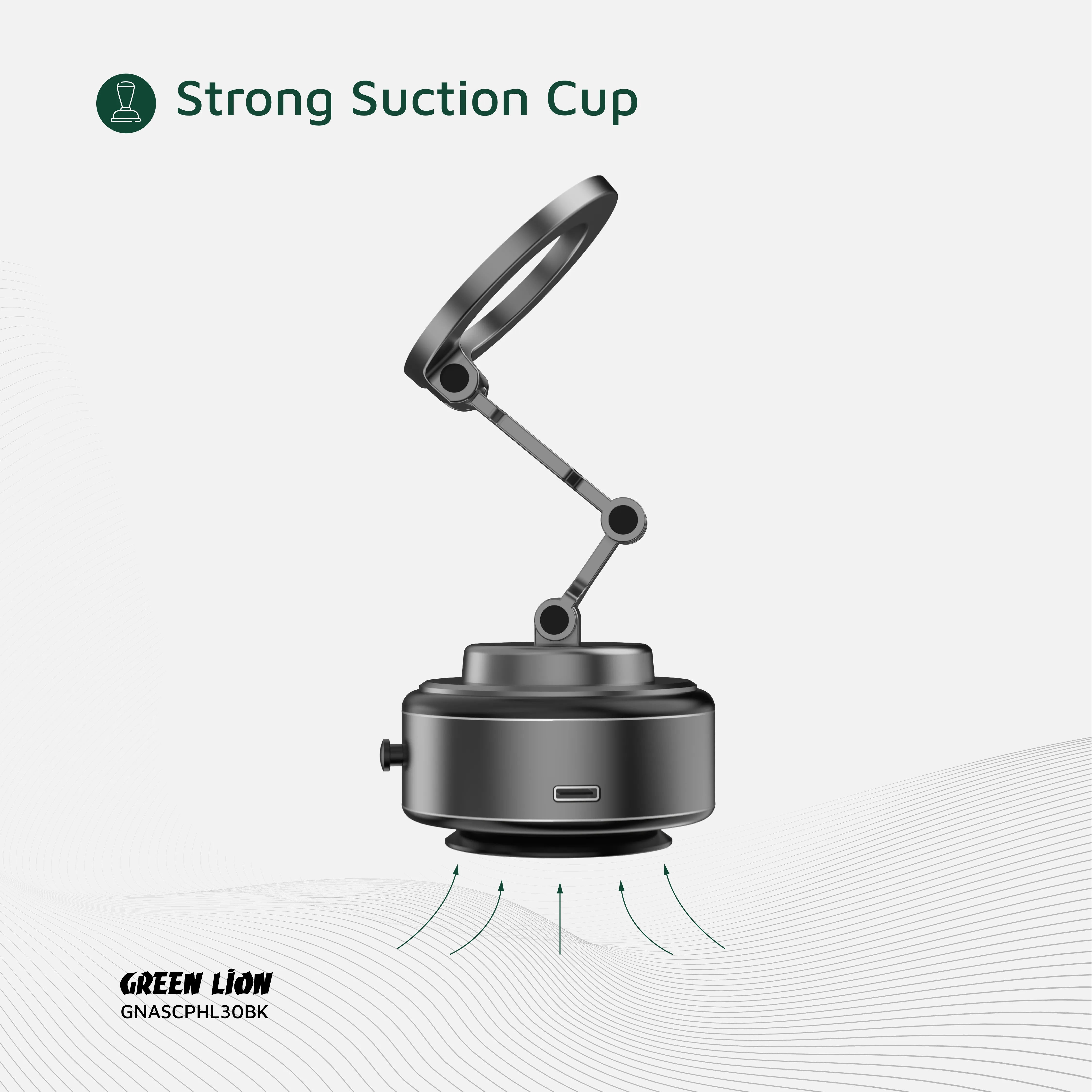 GREEN LION GX-30 AUTO SUCTION PHONE HOLDER - MATTE BLACK