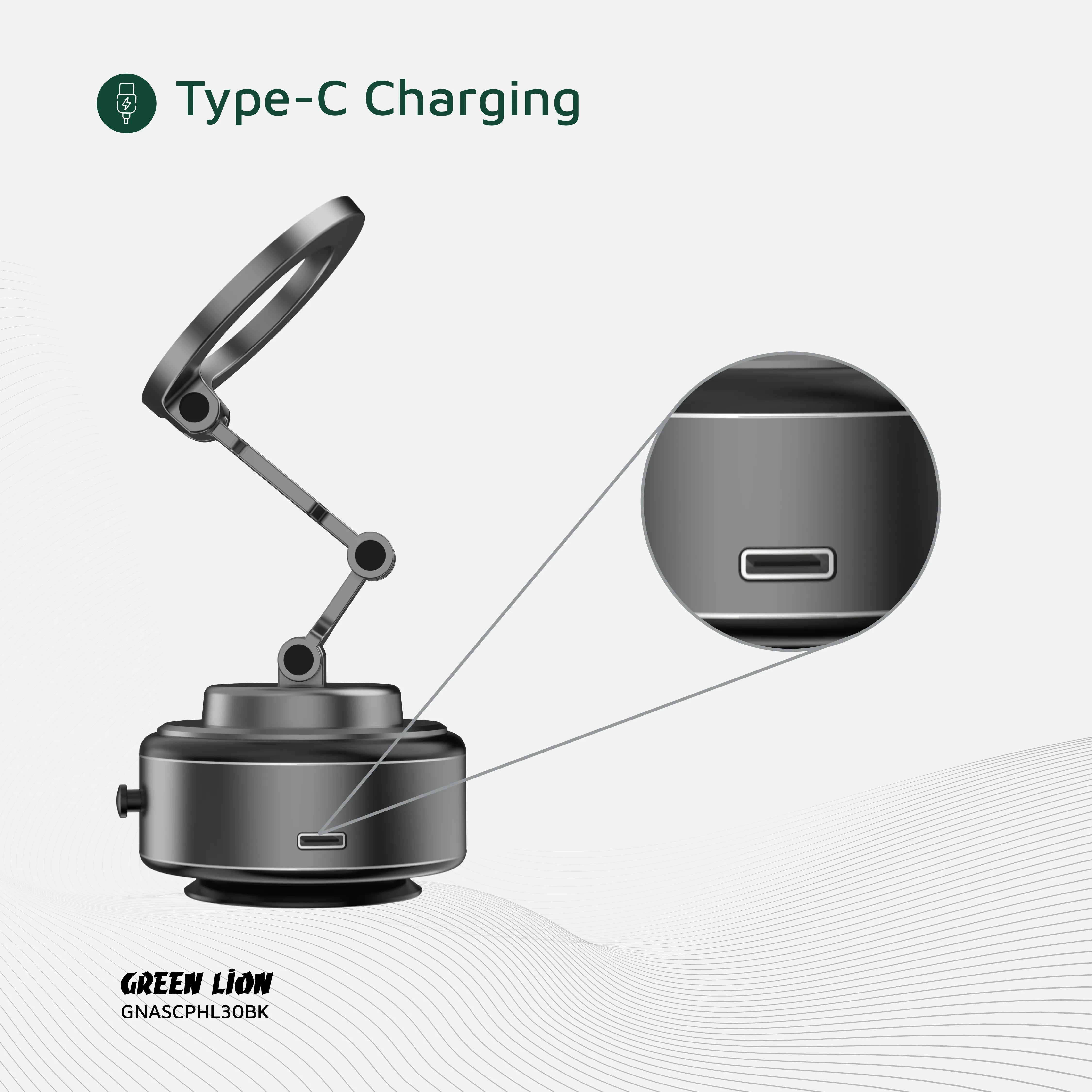 GREEN LION GX-30 AUTO SUCTION PHONE HOLDER - MATTE BLACK