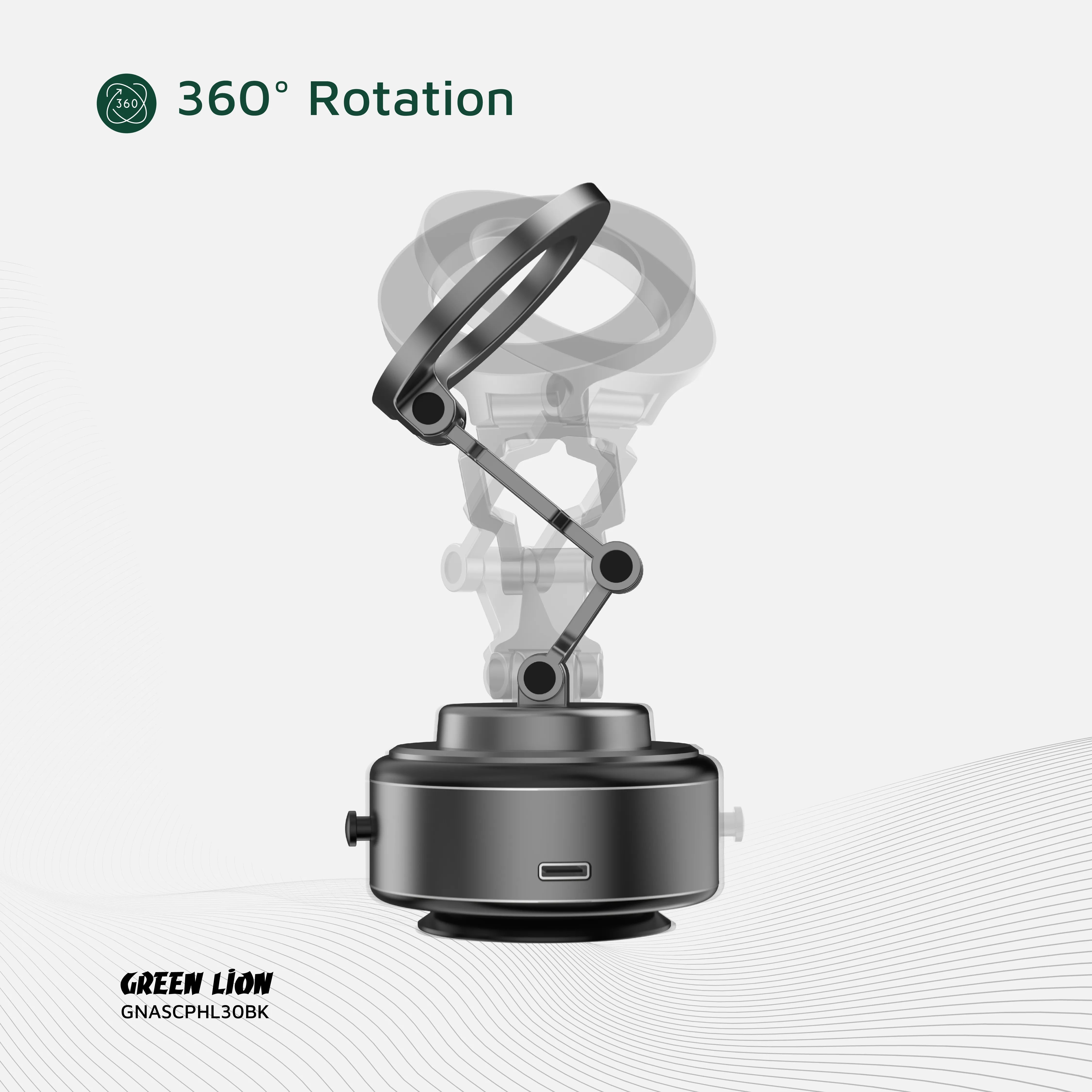 GREEN LION GX-30 AUTO SUCTION PHONE HOLDER - MATTE BLACK