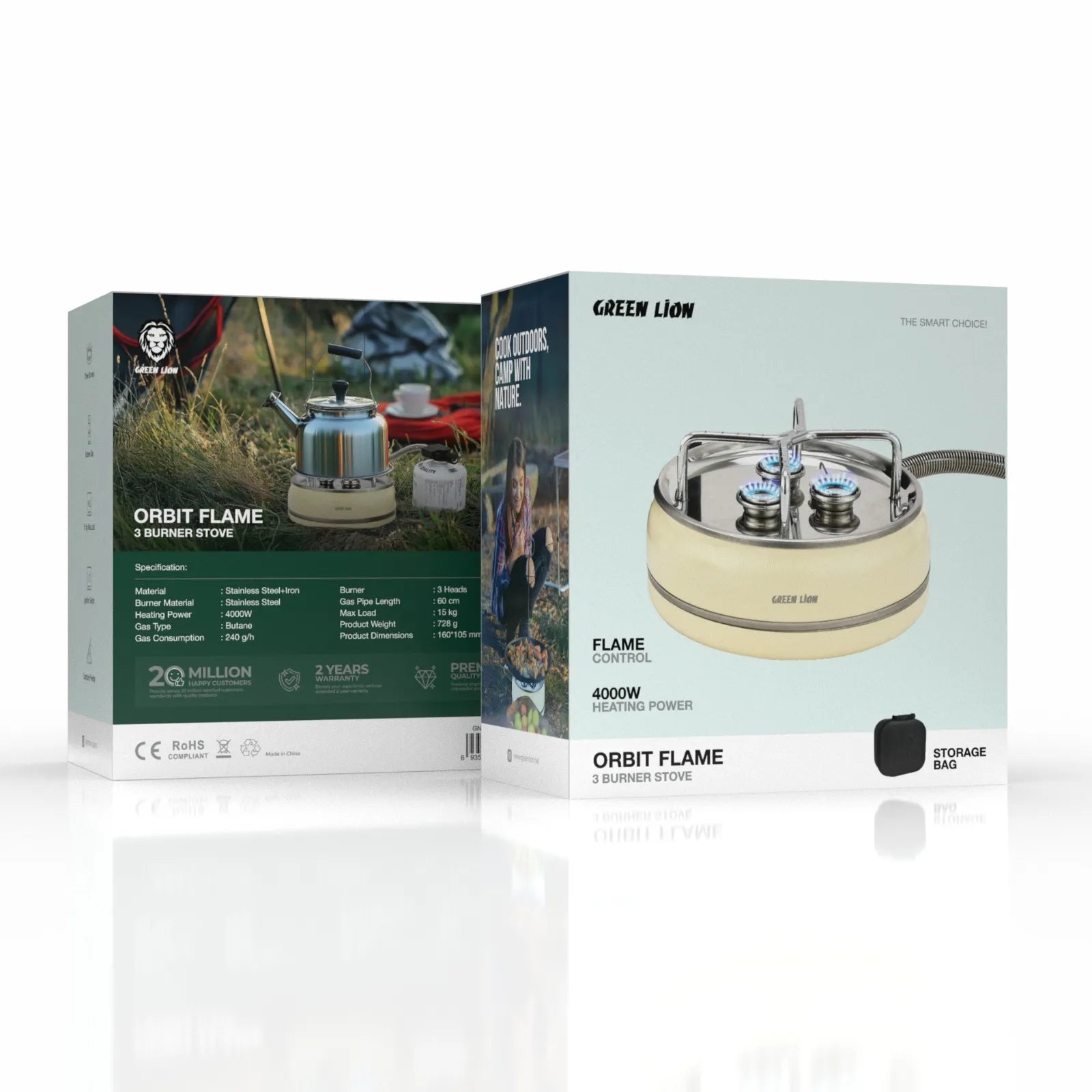 Green Lion Orbit Flame 3 Burner Stove - Beige