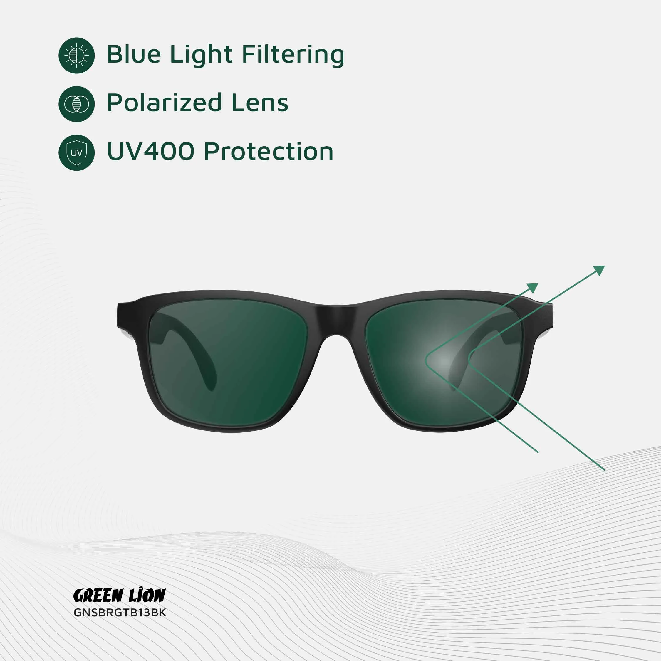 GREEN LION SYDNEY SMART GLASSES - BLACK