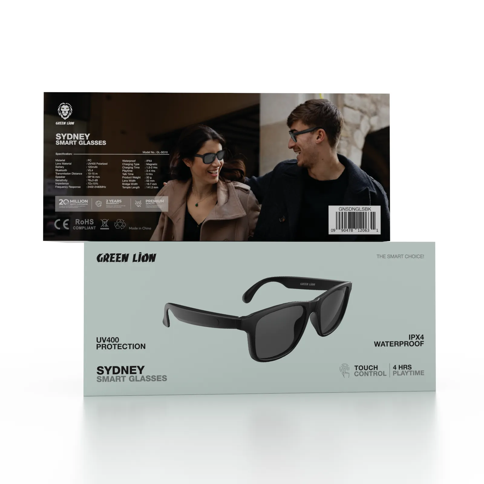 GREEN LION SYDNEY SMART GLASSES - BLACK