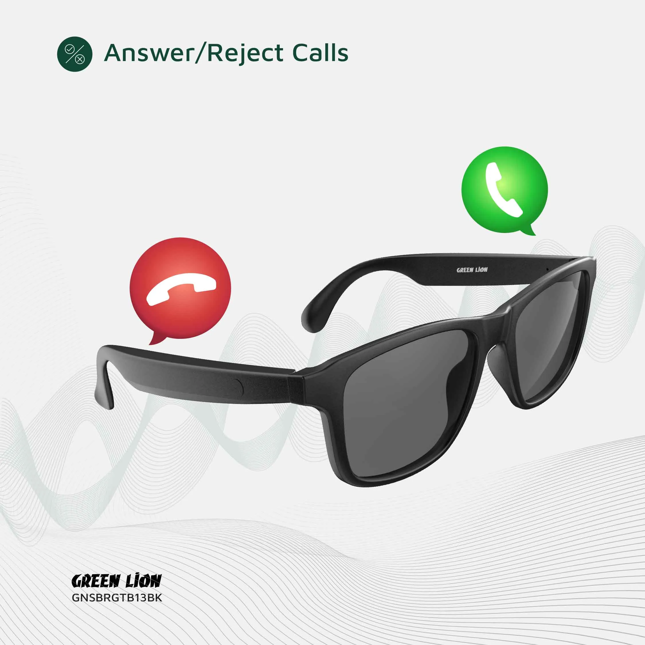 GREEN LION SYDNEY SMART GLASSES - BLACK