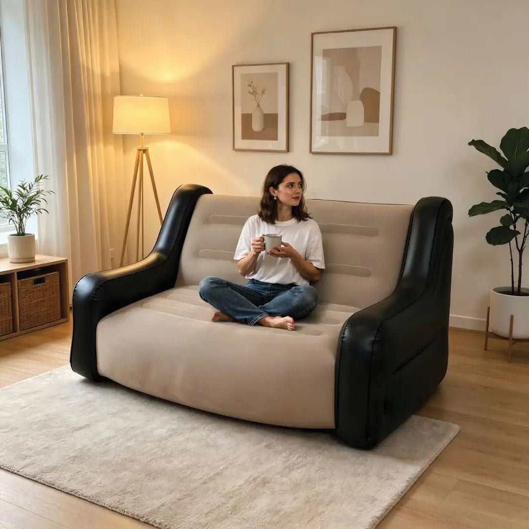 Green Lion Double Seater Inflatable Sofa - Beige