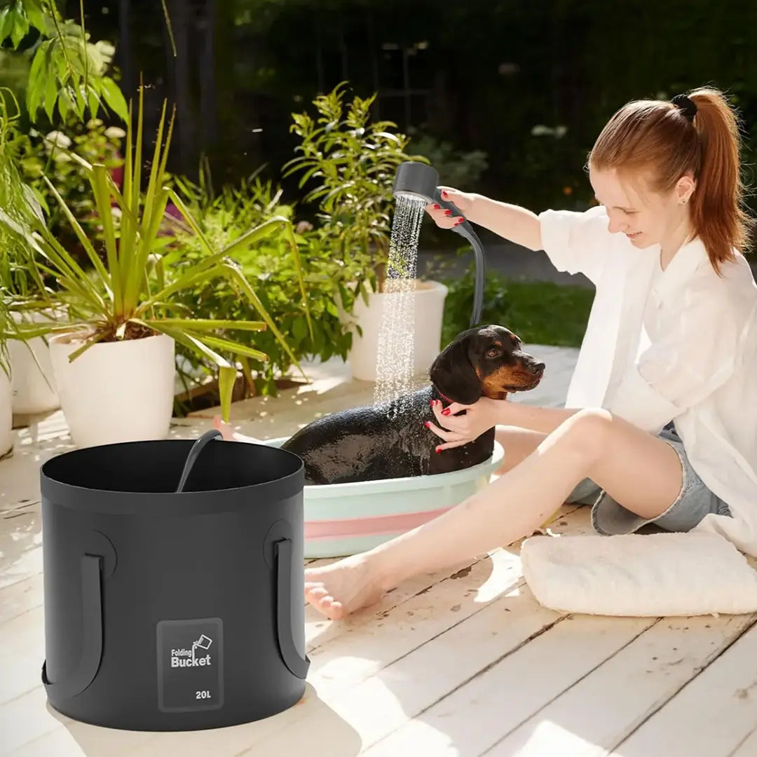 Green Lion Camping Shower with Intelligent Digital Display - Black