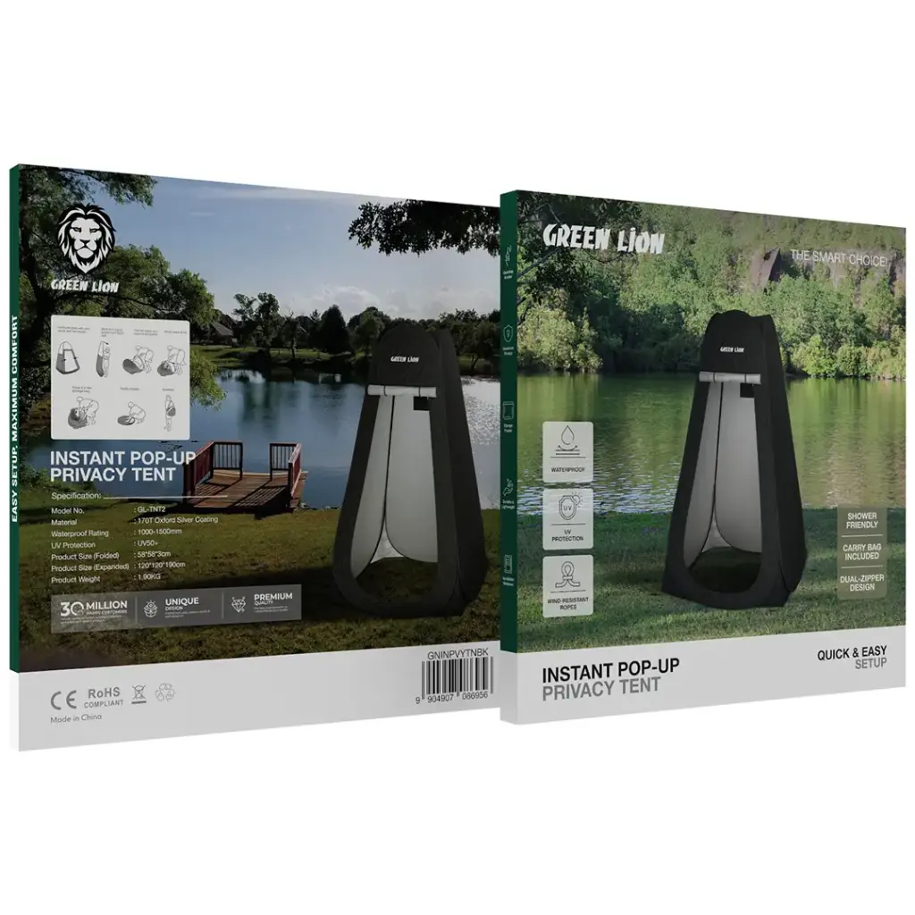 Green Lion Instant Pop-Up Privacy Tent - Black