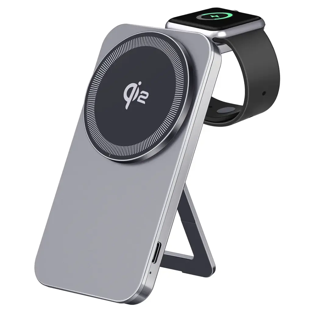 Green Lion Magstand Duo Wireless Charger with Kickstand 15W - Gray