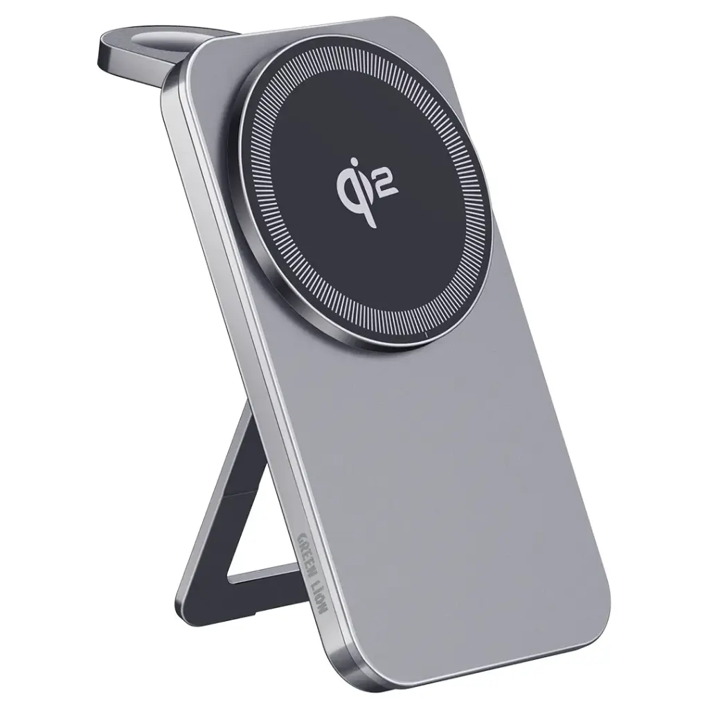 Green Lion Magstand Duo Wireless Charger with Kickstand 15W - Gray