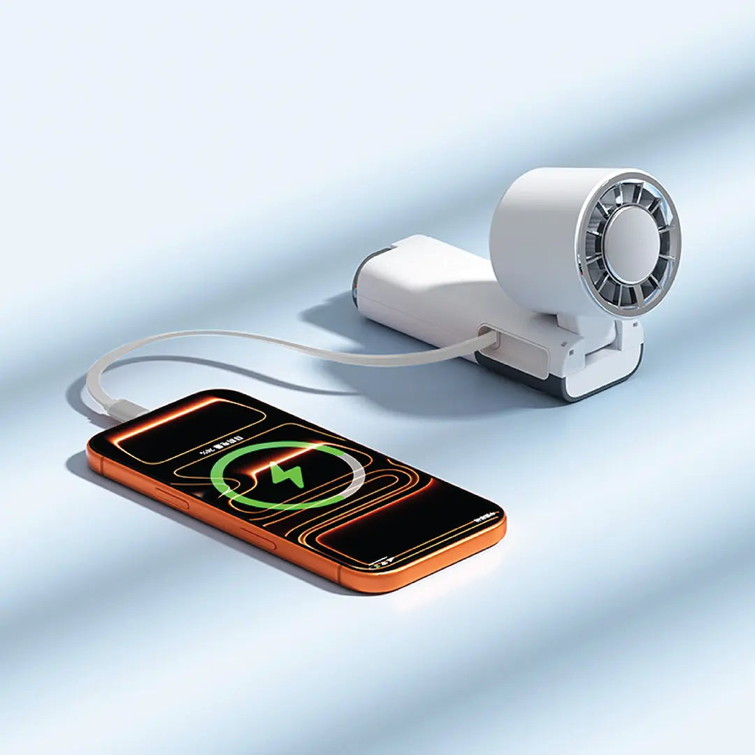 Green Lion Power Wind Handheld Fan with Power Bank - White