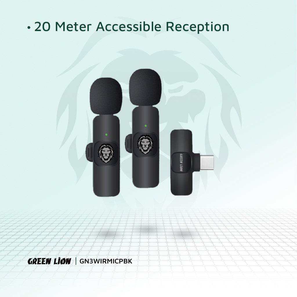 Green Lion 3 in 1 Wireless Microphone - Black