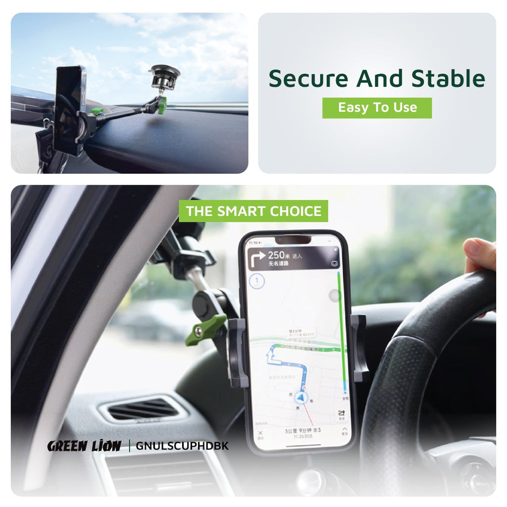 Green Lion Ultimate Phone Holder with Suction Cup Mount 4.5 - 7.2" - Black