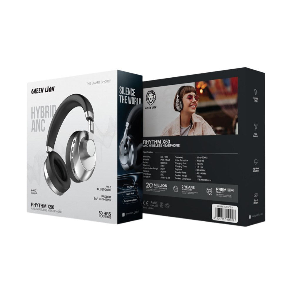 Green Lion Rhythm X50 ANC Wireless Headphone Black