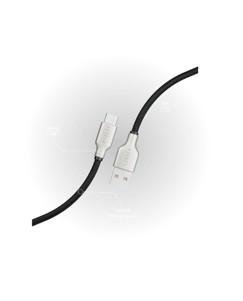 Levelo USB-A To USB-C MFi 1.1m Cable