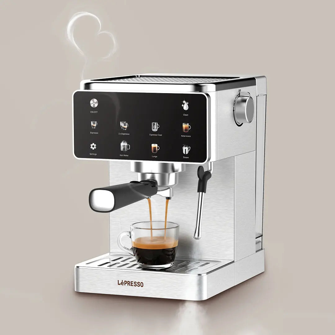 Lepresso Macchina di Lusso Espresso Machine with Steam Wand - Silver