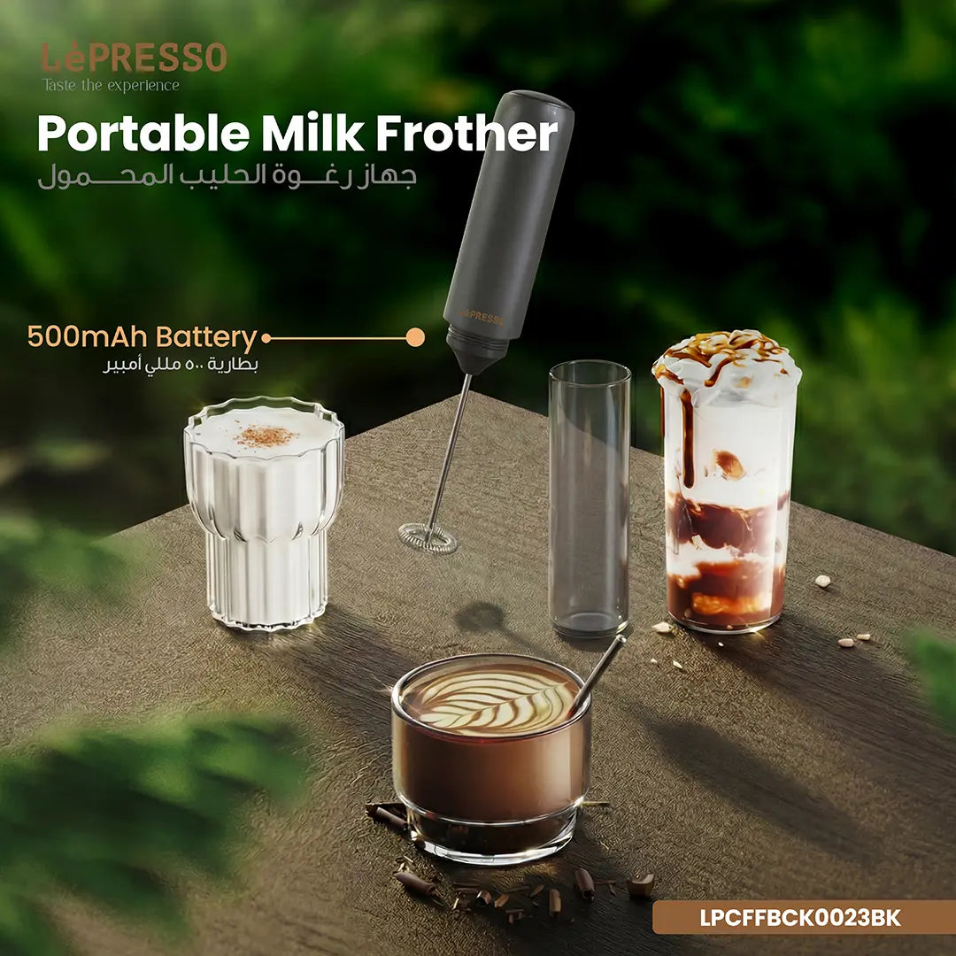 Lepresso Brewology Coffee Kit (Espresso Maker, Rechargeable Grinder & Milk Frother) - Black