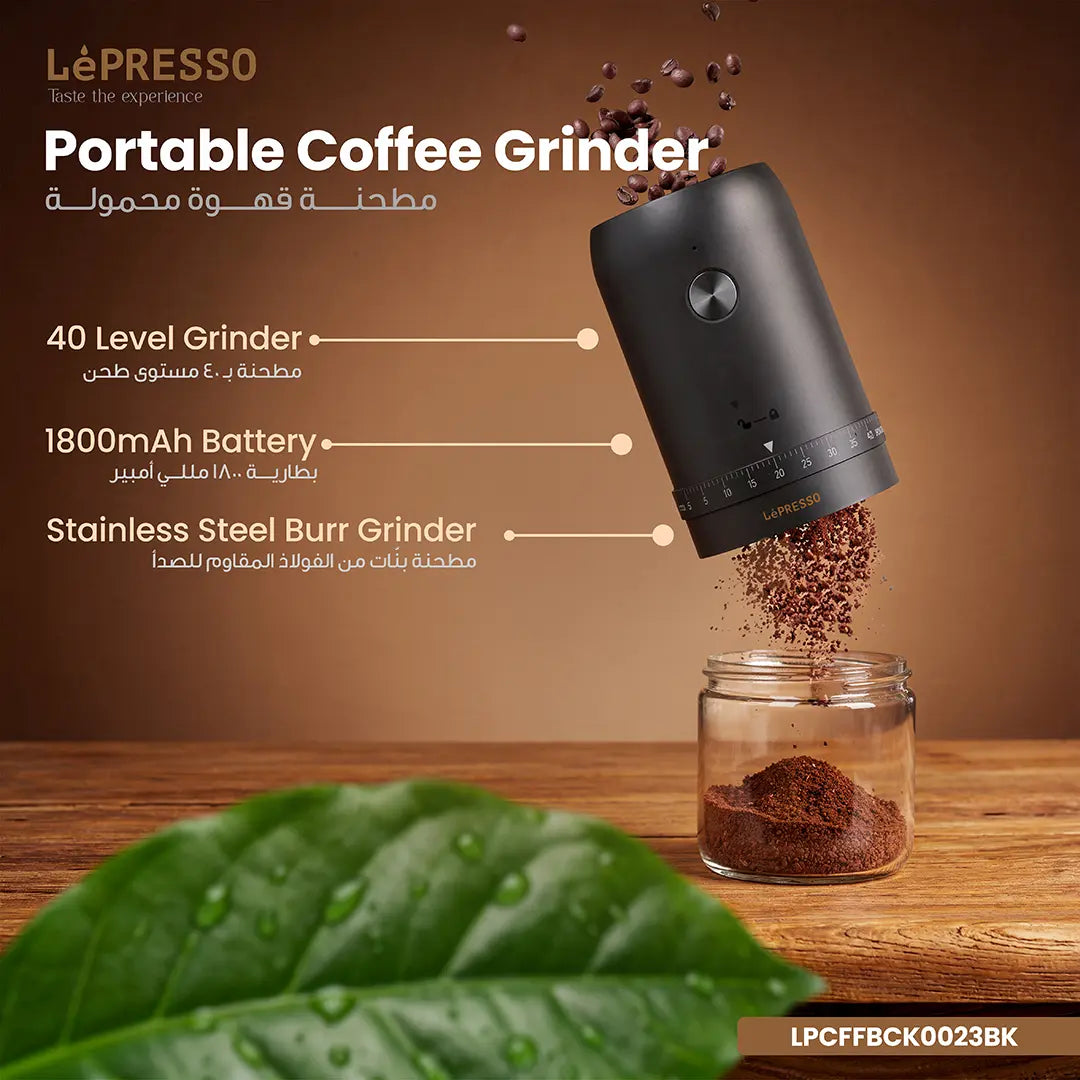 Lepresso Brewology Coffee Kit (Espresso Maker, Rechargeable Grinder & Milk Frother) - Black