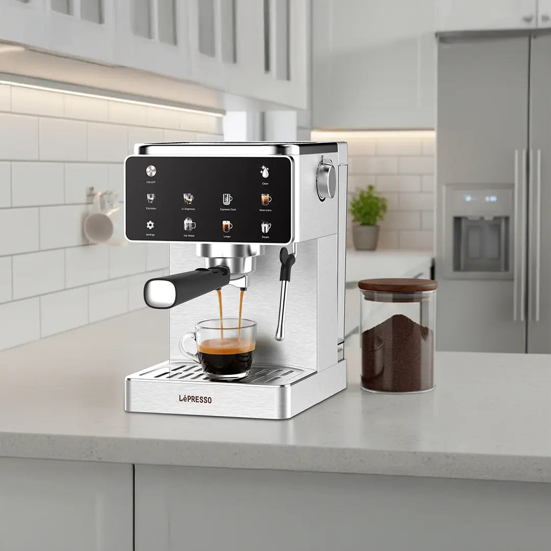 Lepresso Macchina di Lusso Espresso Machine with Steam Wand - Silver