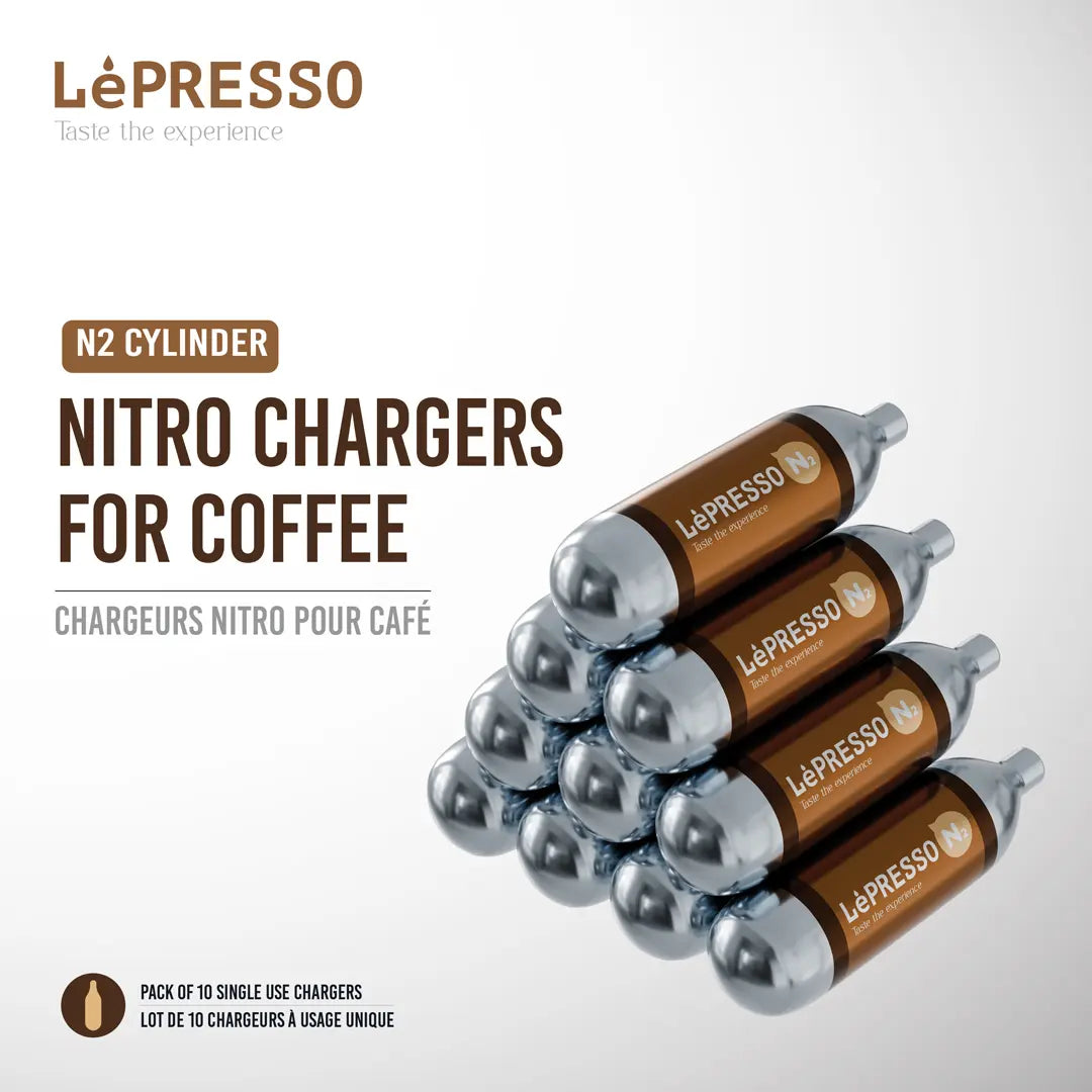 Lepresso N2 Cylinder Nitro Chargers for Coffee - Silver