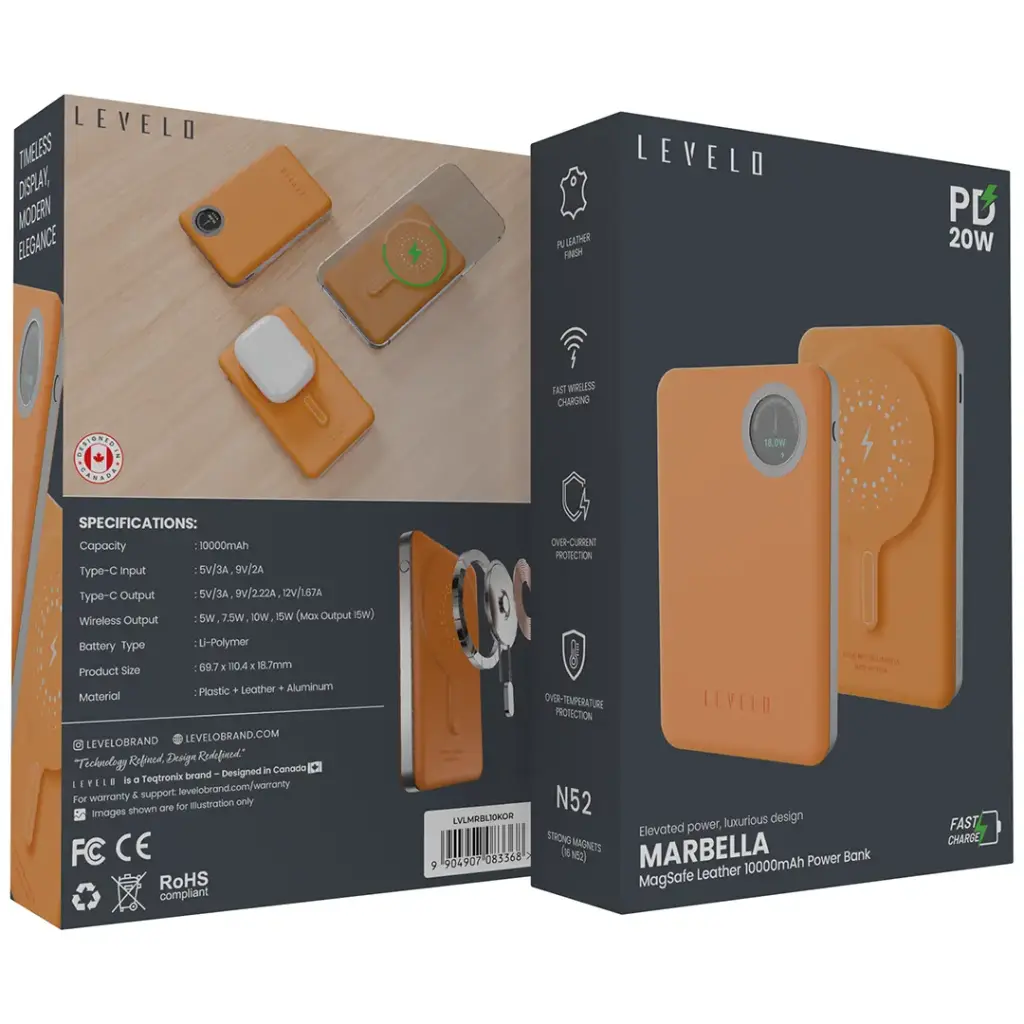 Levelo Marbella MagSafe Leather 10000mAh Power Bank