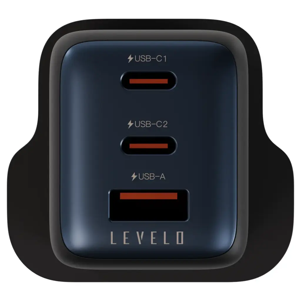 Levelo Vero GaN Double Port Adapter 65W - Black / Blue