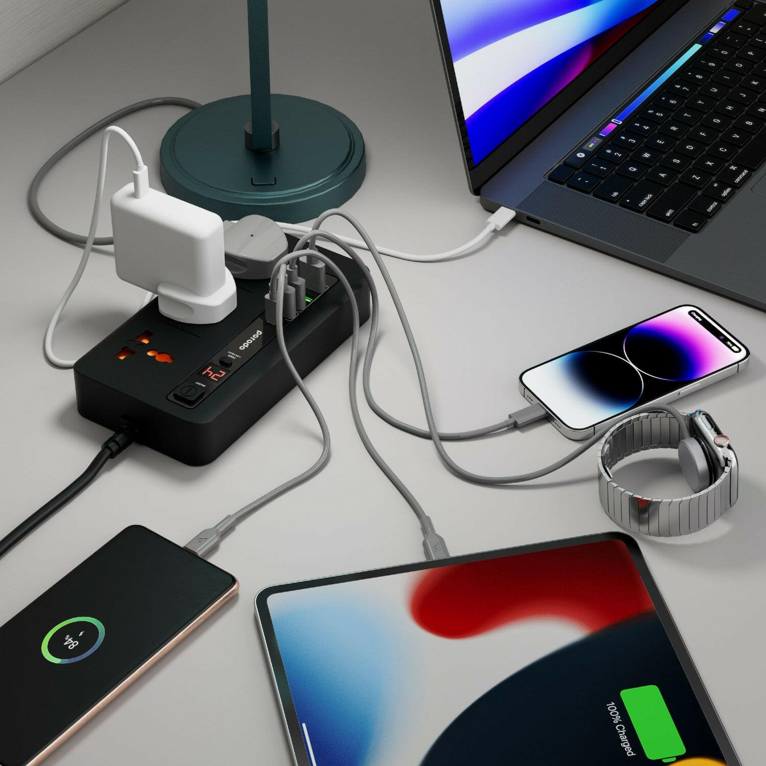 Porodo Multi-Port Power HUB 4 USB-A/USB-C Ultimate Home & Office Kit 2M - Phonology