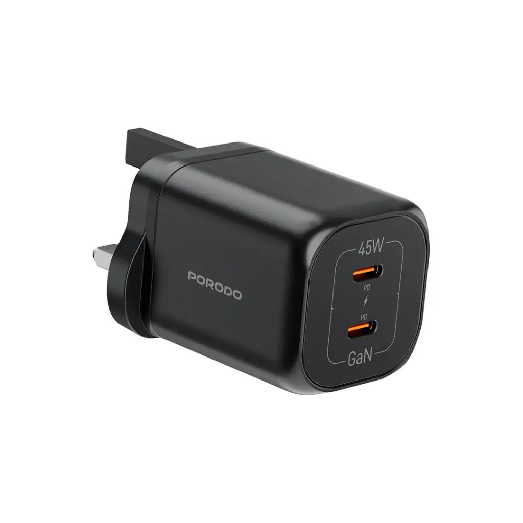 Porodo Dual USB-C Quick Charger - Black