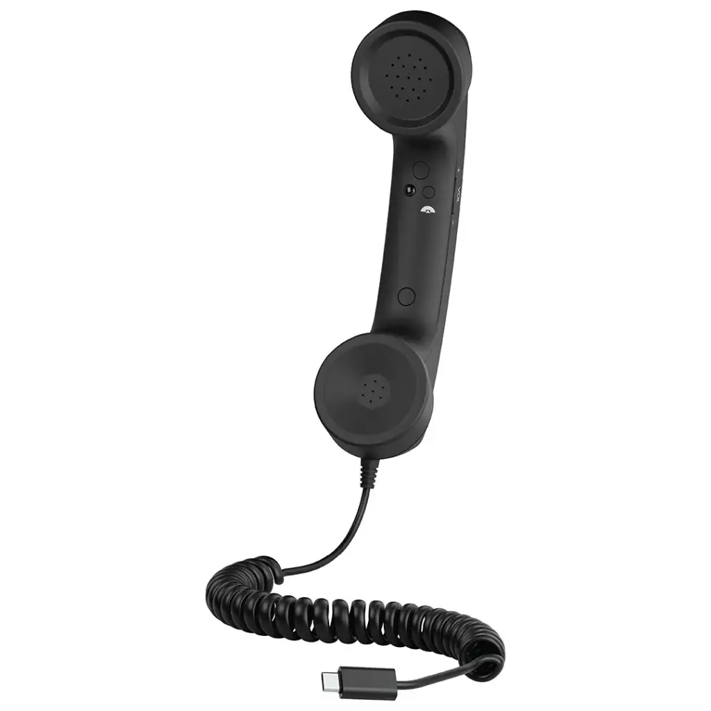 Porodo Classic Retro Phone Handset with Type-C Connector - Black