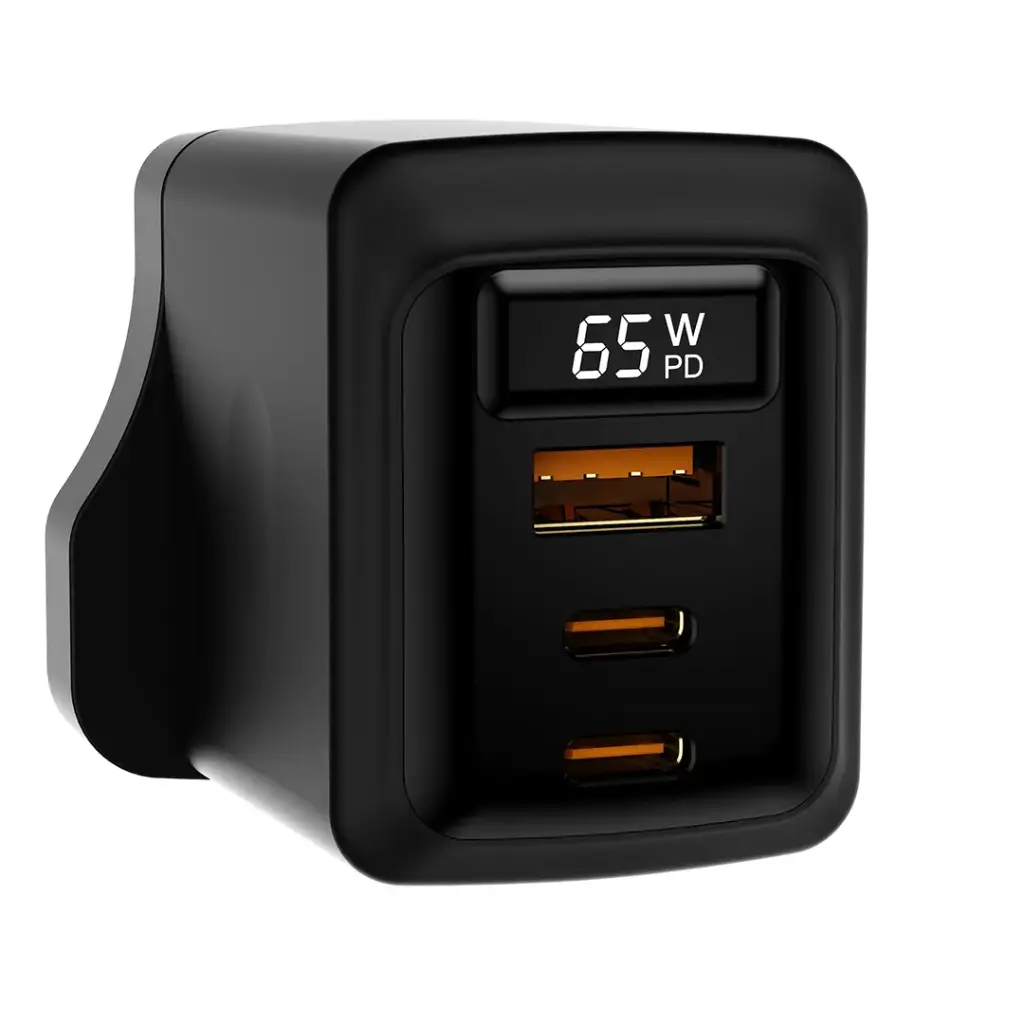 Porodo GaN 65W Multi-Port Wall Charger - Black